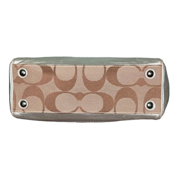 Coach Signature Hampton Madeline Handbag #A0873-11557 Khaki Silver Purse - Picture 7 of 16